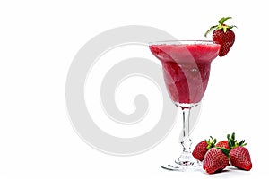 Frozen strawberry daiquiri cocktail Isolated on white background