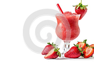 Frozen strawberry daiquiri cocktail Isolated on white background