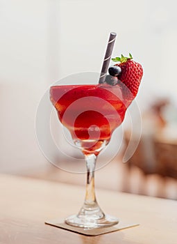 frozen strawberry-flavored daiquiri cocktail with rum