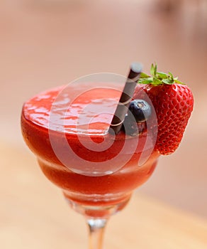 frozen strawberry-flavored daiquiri cocktail with rum