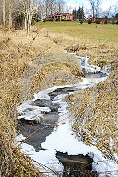 Frozen Stream by Country Cottage