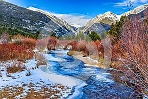 Frozen stream,  Rocky Mountain National Park, Colorado, USA