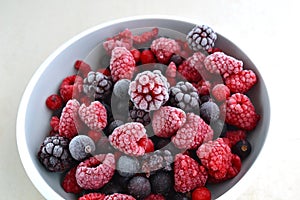 Frozen Summer Berries in a Bowl