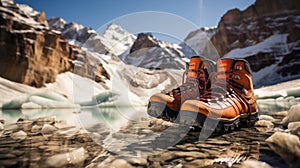 Frozen Summer Orange Hiking Shoes By The Lake photo