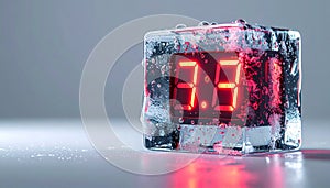Frozen Time - Digital Display in Ice Cube
