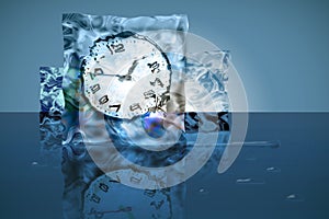 Frozen time in a ice cube