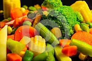 frozen vegetable mix close up
