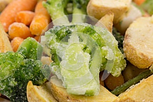 Frozen vegetable mix  closeup