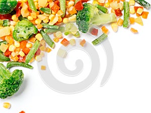Frozen vegetables assorted isolated on whit