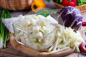 Frozen vegetables. Frozen cabbage kohlrabi photo