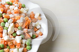 Frozen vegetables on a plate