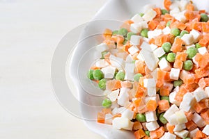 Frozen vegetables on a plate