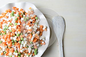 Frozen vegetables on a plate