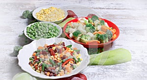 Frozen vegetables, quick-frozen vegetables in healthy diet healthy eating