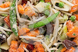 Frozen vegetables in a white plate.