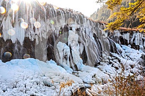 Frozen water fall in Jiuzhaigou, China