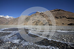 Frozen water in high altitude of Zanskar valley,Ladakh,India