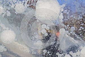 Frozen water  ice pattern  natural background.