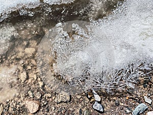 Frozen water at the Seismiles Route in Catamarca, Argentina