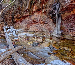 Frozen waterfall at West Fork Creek in Sedona AZ