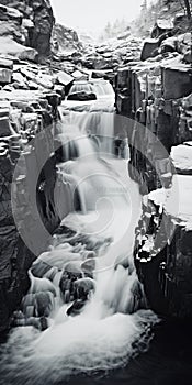 Frozen Waterfall: A Breathtaking Black And White Aerial Photography