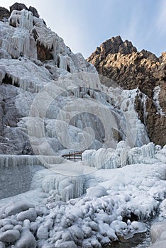 Frozen Waterfall on Helan Mountain, China