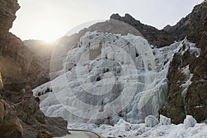 Frozen Waterfall on Helan Mountain, China