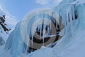 Frozen waterfall ice, icefall