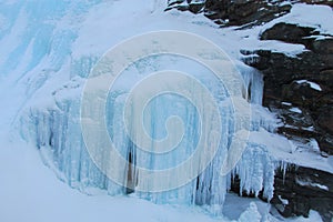 Frozen waterfall ice, icefall
