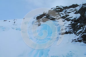 Frozen waterfall ice, icefall