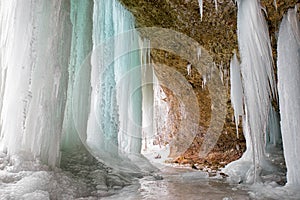 Frozen waterfall. Icefall photo