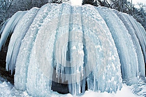 Frozen waterfall. Icefall.