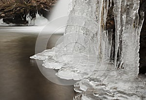 Frozen Waterfall with Icicles