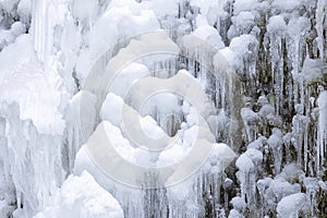 Frozen Waterfall Icicles Closeup