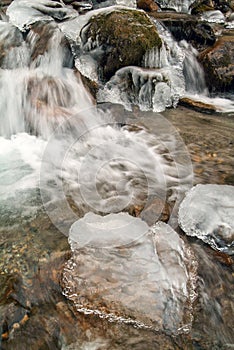 Frozen waterfall in Leventina valley