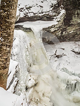 Frozen waterfall in Ricketts Glen Park