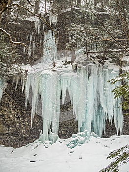 Frozen waterfall in Ricketts Glen Park
