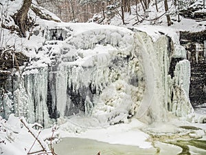 Frozen waterfall in Ricketts Glen Park