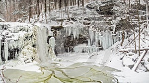 Frozen waterfall in Ricketts Glen Park