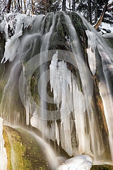 Frozen waterfall in village Lucky, Slovakia