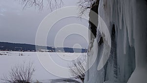 Frozen waterfall in winter