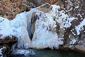 Frozen waterfalls in the North Caucasus, Karachay-Cherkess Republic, Russia