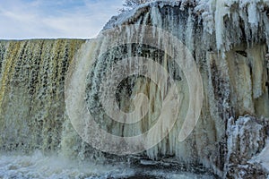 Frozen waterwall Jagala in the Estonia