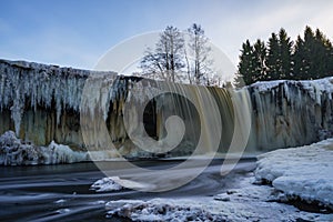 Frozen waterwall Jagala in the Estonia