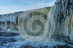 Frozen waterwall Jagala in the Estonia