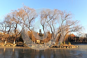 Frozen weiminghu lake of peking university in winter, adobe rgb