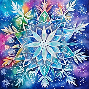 Frozen Whimsy: A Whirling Kaleidoscope of Shimmering Snowflakes