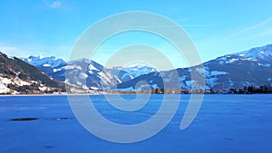 The frozen Zeller lake, Zell am See, Austria