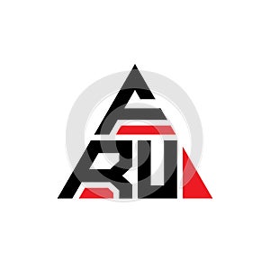 FRU triangle letter logo design with triangle shape. FRU triangle logo design monogram. FRU triangle vector logo template with red