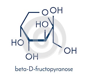 Fructose D-fructose fruit sugar molecule. Component of high-fructose corn syrup HFCS. Skeletal formula.